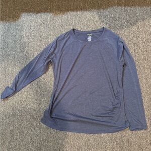 Blue Long Sleeve Athletic Maternity Shirt